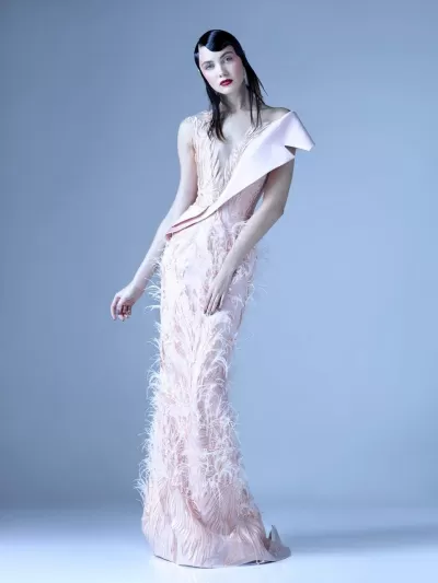 MNM Couture - G0968 Bedazzled Asymmetric Neck Trumpet Dress