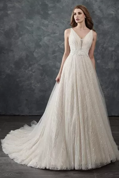 Rachel Allan Bridal - M651 Sleeveless Sequin Underlay Wedding Dress