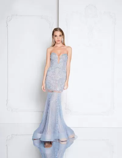Terani Couture - 1812GL5369X Beaded Sweetheart Illusion Mermaid Gown