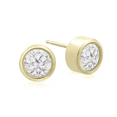 1 1/3 Carat Bezel Set Diamond Stud Earrings Crafted in 14K Yellow Gold (2 g),  by SuperJeweler