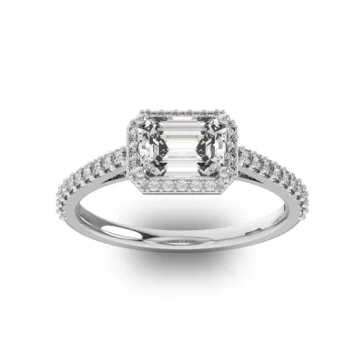1 1/3 Carat Emerald Cut Halo Diamond Engagement Ring in 14K White Gold (2.8 g),  by SuperJeweler