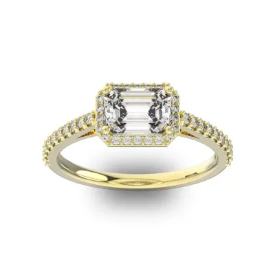 1 1/3 Carat Emerald Cut Halo Diamond Engagement Ring in 14K Yellow Gold (2.8 g),  by SuperJeweler