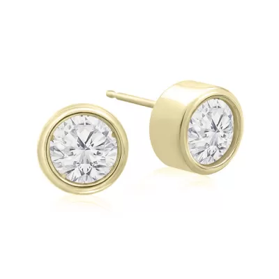 1.5 Carat Bezel Set Diamond Stud Earrings Crafted in 14K Yellow Gold (2.1 g),  by SuperJeweler