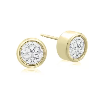 1 Carat Bezel Set Diamond Stud Earrings Crafted in 14K Yellow Gold (1.8 g),  by SuperJeweler