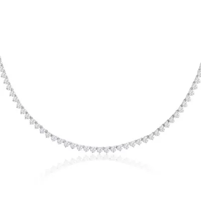 12 Carat Diamond Tennis Necklace in 14K White Gold (15.5 g), , 17 Inch Chain by SuperJeweler