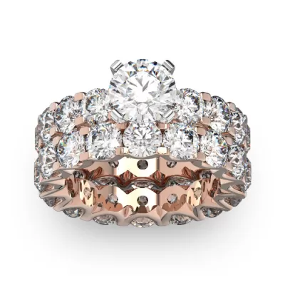 14K Rose Gold (10.1 g) 9 Carat Diamond Eternity Engagement Ring w/ Matching Band, , Size 5.5 by SuperJeweler