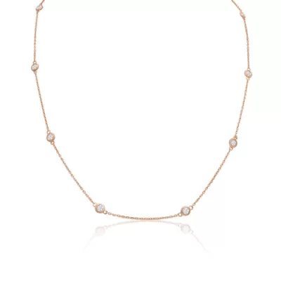 14K Rose Gold (4 g) 1 Carat Diamonds By The Yard Necklace, , 18 Inch Chain by SuperJeweler