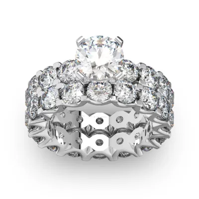 14K White Gold (10.1 g) 9 Carat Diamond Eternity Engagement Ring w/ Matching Band, , Size 5.5 by SuperJeweler
