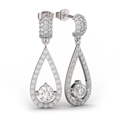 14K White Gold (5 g) 3 Carat Diamond Halo Teardrop Earrings,  by SuperJeweler
