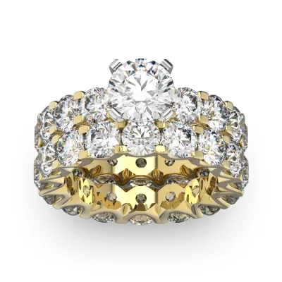 14K Yellow Gold (10.1 g) 9 Carat Diamond Eternity Engagement Ring w/ Matching Band, , Size 5.5 by SuperJeweler
