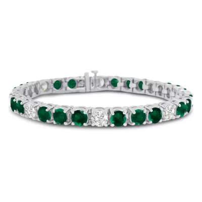 16 Carat Emerald Cut & Diamond Bracelet in 14K White Gold (20 g), G/H Color, 7 Inch by SuperJeweler