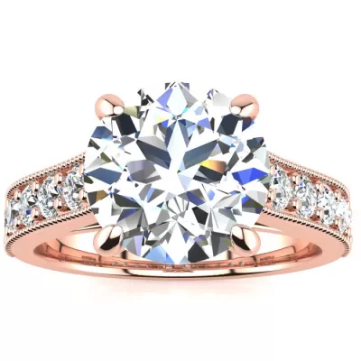 18K Rose Gold (5.7 g) 4 1/2 Carat Classic Round Diamond Engagement Ring,  by SuperJeweler