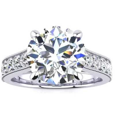 18K White Gold (5.7 g) 4 1/2 Carat Classic Round Diamond Engagement Ring,  by SuperJeweler