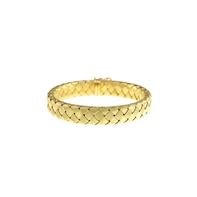 18K Yellow Gold 11.2mm 7.5 inch Basket-Weave Bracelet by SuperJeweler