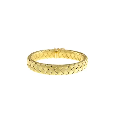 18K Yellow Gold 11.2mm 8 inch Basket-Weave Bracelet by SuperJeweler