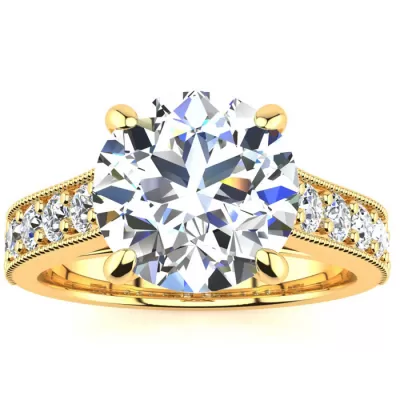 18K Yellow Gold (5.7 g) 4 1/2 Carat Classic Round Diamond Engagement Ring,  by SuperJeweler