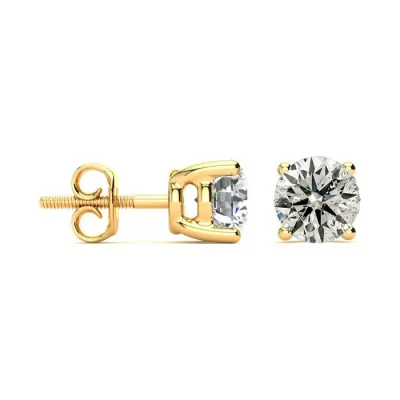 2 Carat Diamond Stud Earrings Set in 14K YELLOW GOLD, , , Screwbacks by SuperJeweler