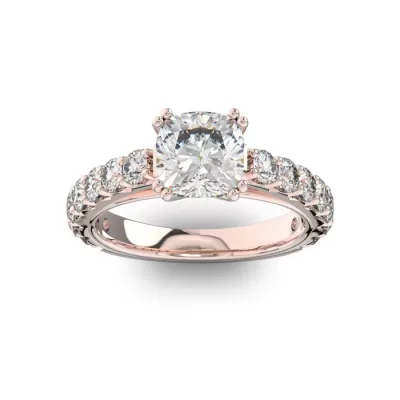 4 1/2 Carat Round Shape Double Prong Set Engagement Ring in 14K Rose Gold (6 g),  by SuperJeweler