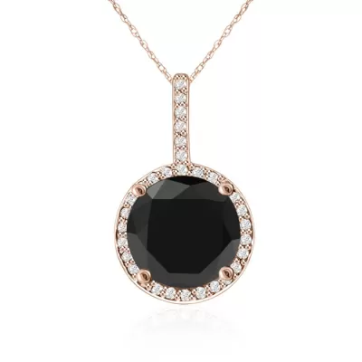 4 1/4 Carat Black & White Diamond Halo Necklace in 14K Rose Gold, G/H Color, 18 Inch Chain by SuperJeweler