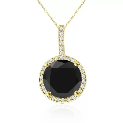 4 1/4 Carat Black & White Diamond Halo Necklace in 14K Yellow Gold, G/H Color, 18 Inch Chain by SuperJeweler