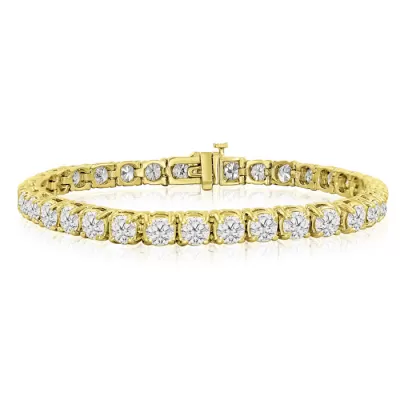 6.5 Inch 14K Yellow Gold (17 g) 10 1/2 Carat TDW Round Diamond Tennis Bracelet (, ) by SuperJeweler