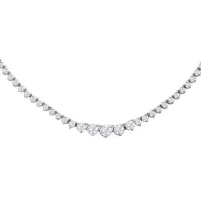 Graduated 5 Carat Diamond Tennis Necklace in 14K White Gold (17 g), , 17 Inch Chain by SuperJeweler