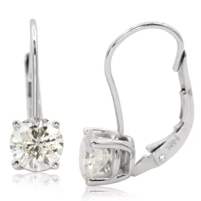 1.5 Carat Diamond Leverback Earrings in 14K White Gold (1.5 g),  by SuperJeweler