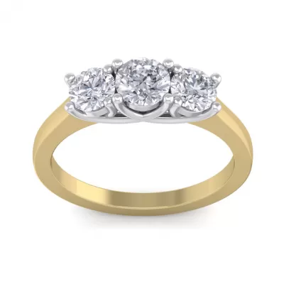 1.5 Carat Trellis Motif Three Diamond Engagement Ring in 14k Two Tone Gold,  by SuperJeweler