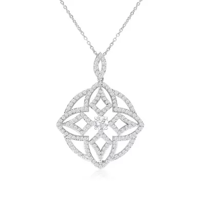 18kw 4 Carat Diamond White Gold Pendant Necklace on Cable Chain,  by SuperJeweler
