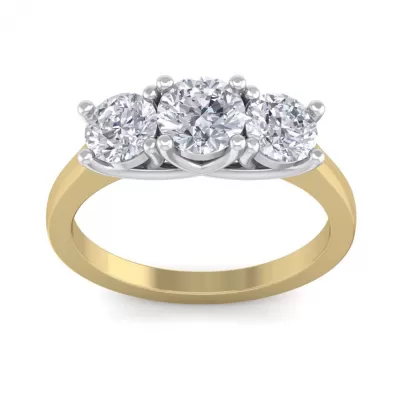 2 Carat Trellis Motif Three Diamond Engagement Ring in 14k Two Tone Gold,  by SuperJeweler