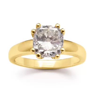 3 Carat Cushion Cut Diamond Yellow Gold Engagement Ring,  Color, SI2 Clarity by SuperJeweler