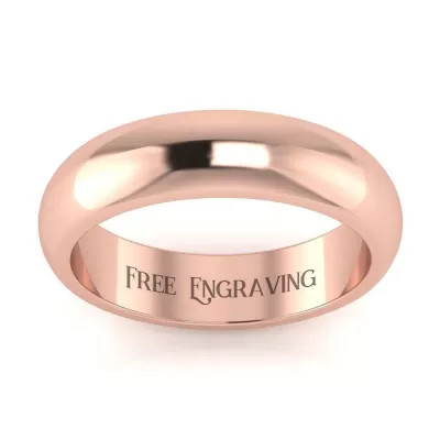 18K Rose Gold (11.5 g) 5MM Heavy Comfort Fit Ladies & Men's Wedding Band, Size 16, Free Engraving by SuperJeweler