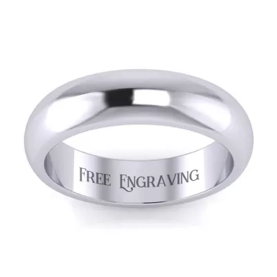18K White Gold (11.3 g) 5MM Heavy Comfort Fit Ladies & Men's Wedding Band, Size 15, Free Engraving by SuperJeweler