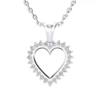 1/2 Carat Perfect Diamond Heart Pendant Necklace in White Gold, , 18 Inch Chain by SuperJeweler