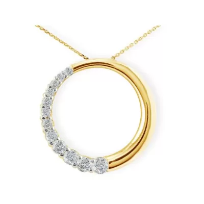 1 Carat Circle Style Journey Diamond Pendant Necklace in 14k Yellow Gold (6 g), , 18 Inch Chain by SuperJeweler