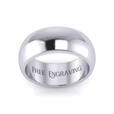 14K White Gold (12.5 g) 8MM Heavy Comfort Fit Ladies & Men's Wedding Band, Size 10, Free Engraving by SuperJeweler