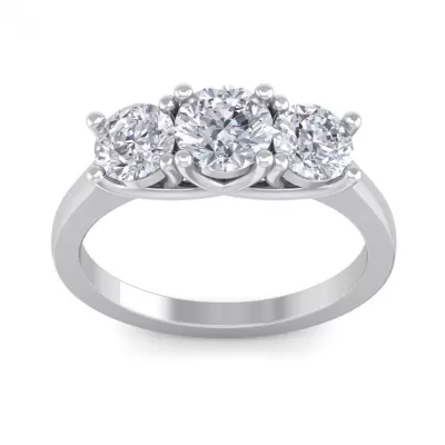 2.15 Carat Three Colorless Diamond Engagement Ring in 14K White Gold, E/F Color by SuperJeweler
