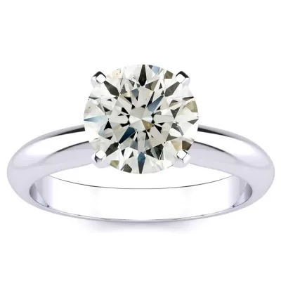 2 Carat Round Diamond Solitaire Ring in 14k White Gold, I, SI3/I1,  by SuperJeweler