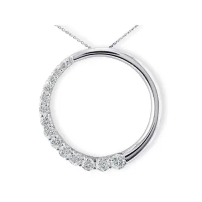 Sparkly 3/4 Carat Circle Style Journey Diamond Pendant Necklace in 14k White Gold, , 18 Inch Chain by SuperJeweler