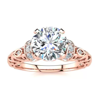 1.25 Carat Vintage Diamond Engagement Ring in 14K Rose Gold (3.2 g), , Size 4 by SuperJeweler