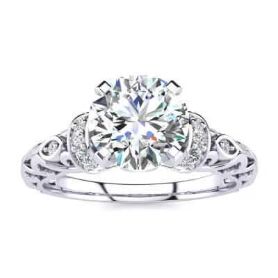1.25 Carat Vintage Diamond Engagement Ring in 14K White Gold (3.2 g), , Size 4 by SuperJeweler