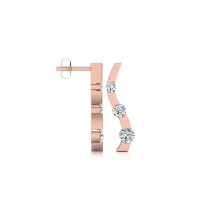 1/2 Carat Three Diamond Curve Earrings in 14K Rose Gold,  by SuperJeweler