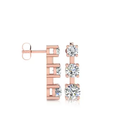 1/2 Carat Three Diamond Drop Earrings in 14K Rose Gold,  by SuperJeweler