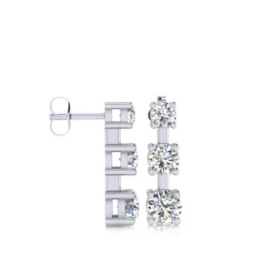 1/2 Carat Three Diamond Drop Earrings in 14K White Gold,  by SuperJeweler