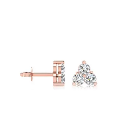 1/2 Carat Three Diamond Triangle Stud Earrings in 14K Rose Gold,  by SuperJeweler