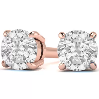 1 3/4 Carat Round Diamond Stud Earrings Set in 14k Rose Gold,  by SuperJeweler