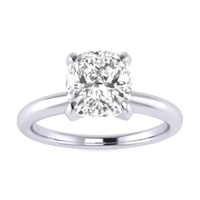 1.5 Carat Cushion Cut Diamond Solitaire Engagement Ring in 14K White Gold, , Size 4 by SuperJeweler