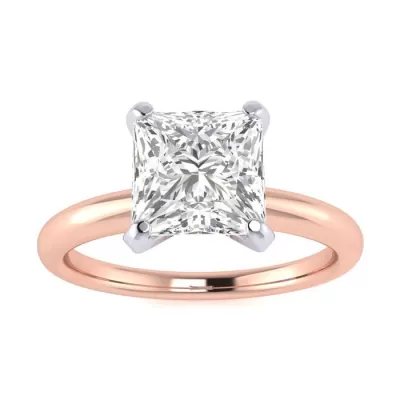 1.5 Carat Princess Cut Diamond Solitaire Engagement Ring in 14K Rose Gold, , Size 4 by SuperJeweler