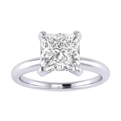 1.5 Carat Princess Cut Diamond Solitaire Engagement Ring in 14K White Gold, , Size 4 by SuperJeweler