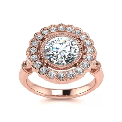 1.5 Carat Vintage Diamond Engagement Ring in 14K Rose Gold (5.3 g), , Size 4 by SuperJeweler